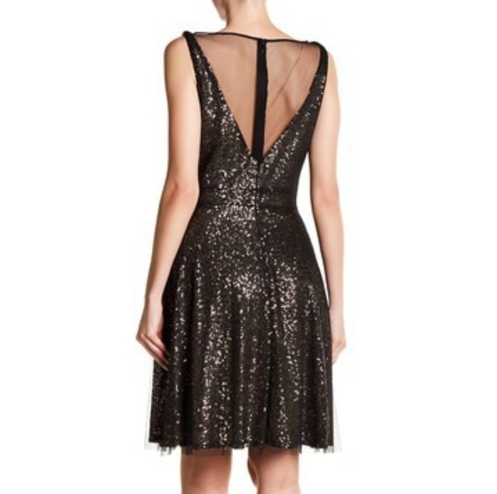 Betsey Johnson Sequined Mesh Overlay Dress